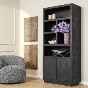 Vakkenkast Brussel Zwart Mangohout 90 cm